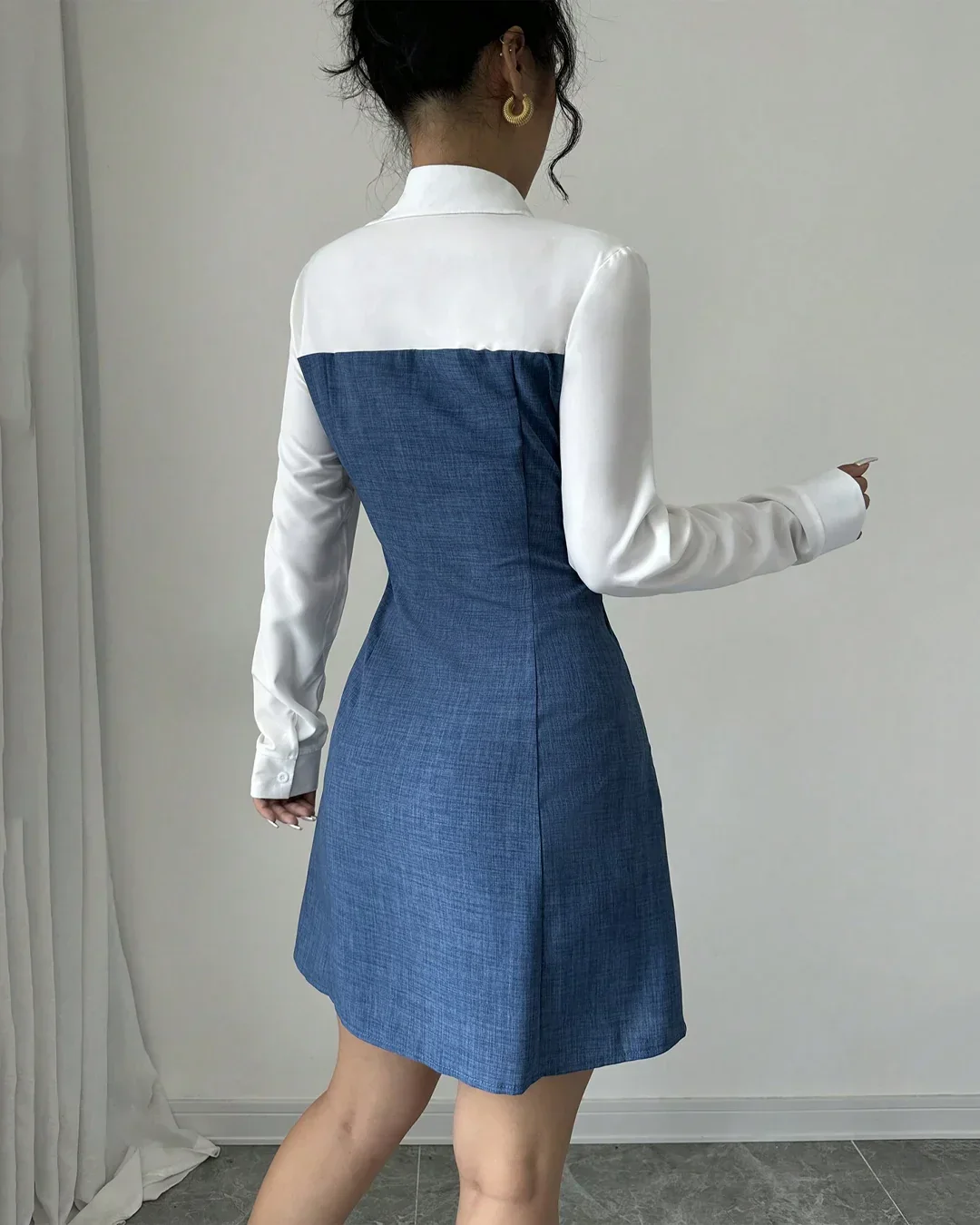 Denim Corset Overlay Shirt Dress - Image 3