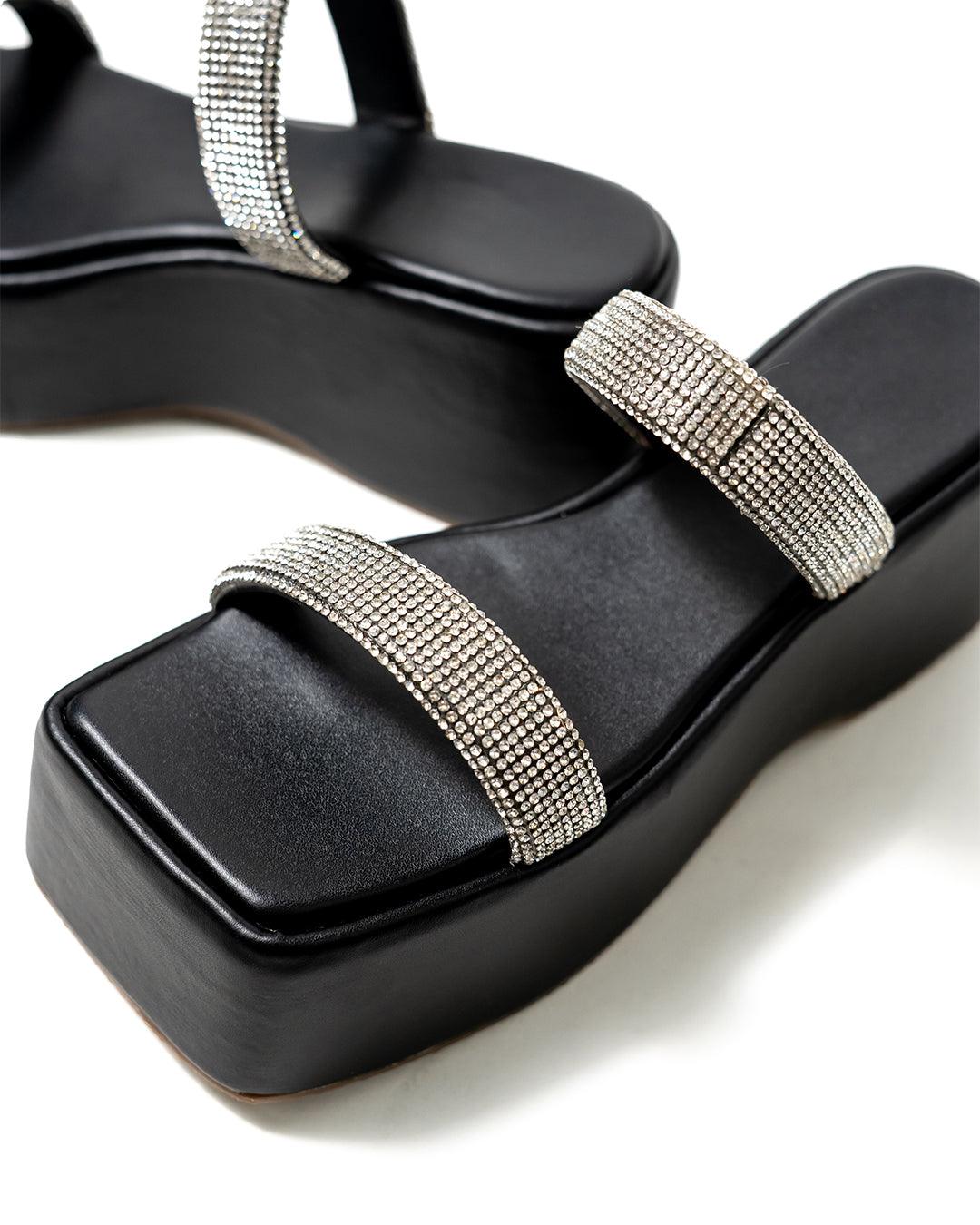 Disco era vibe shimmer Y2K platforms black - Image 2