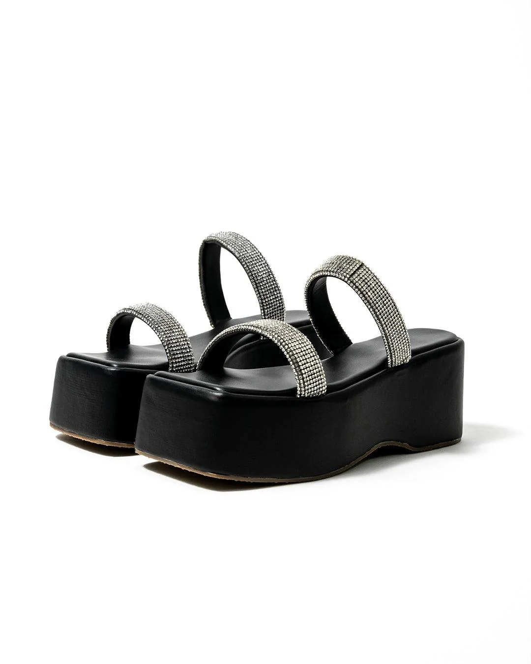 Disco era vibe shimmer Y2K platforms black - Image 3