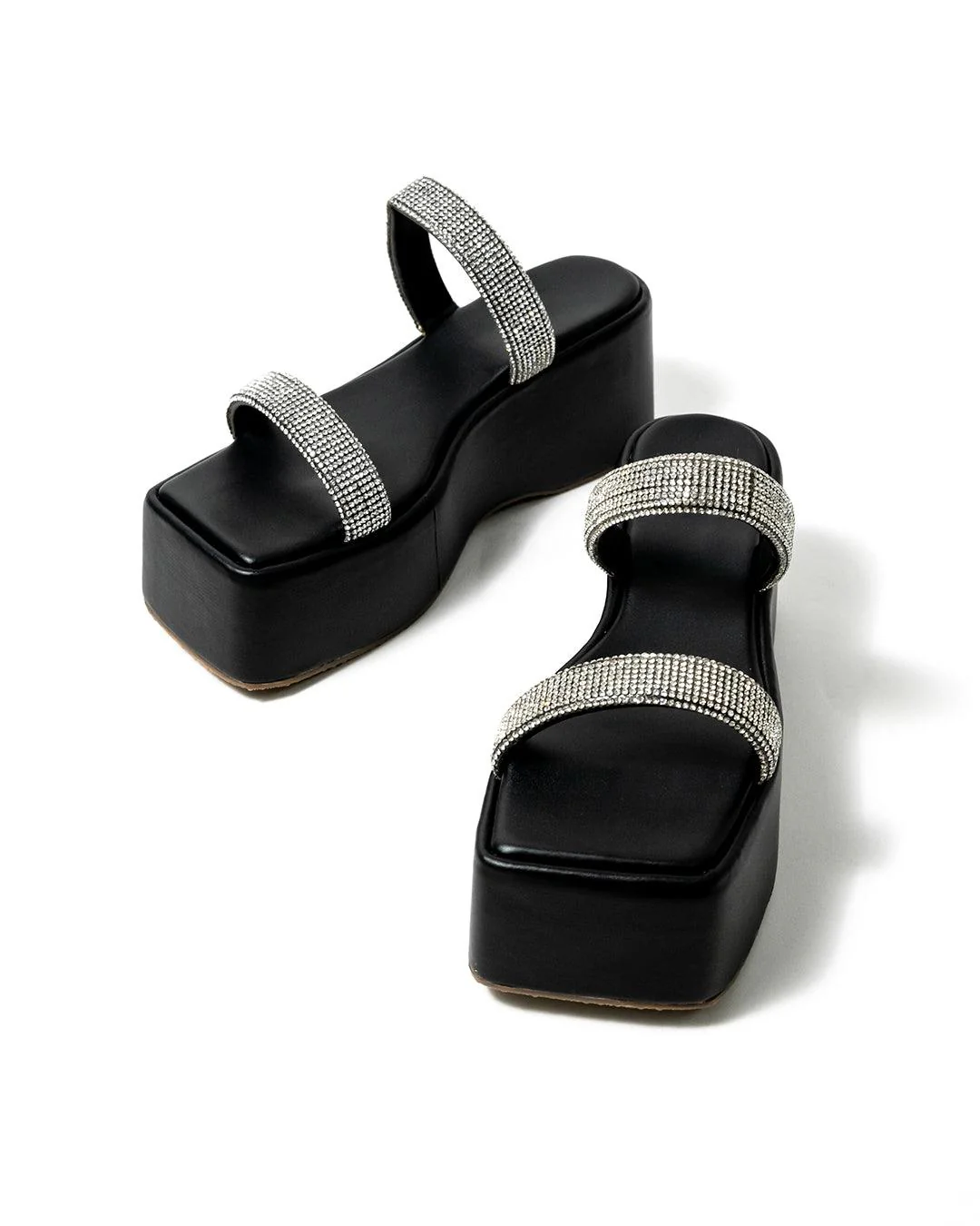 Disco era vibe shimmer Y2K platforms black - Image 6