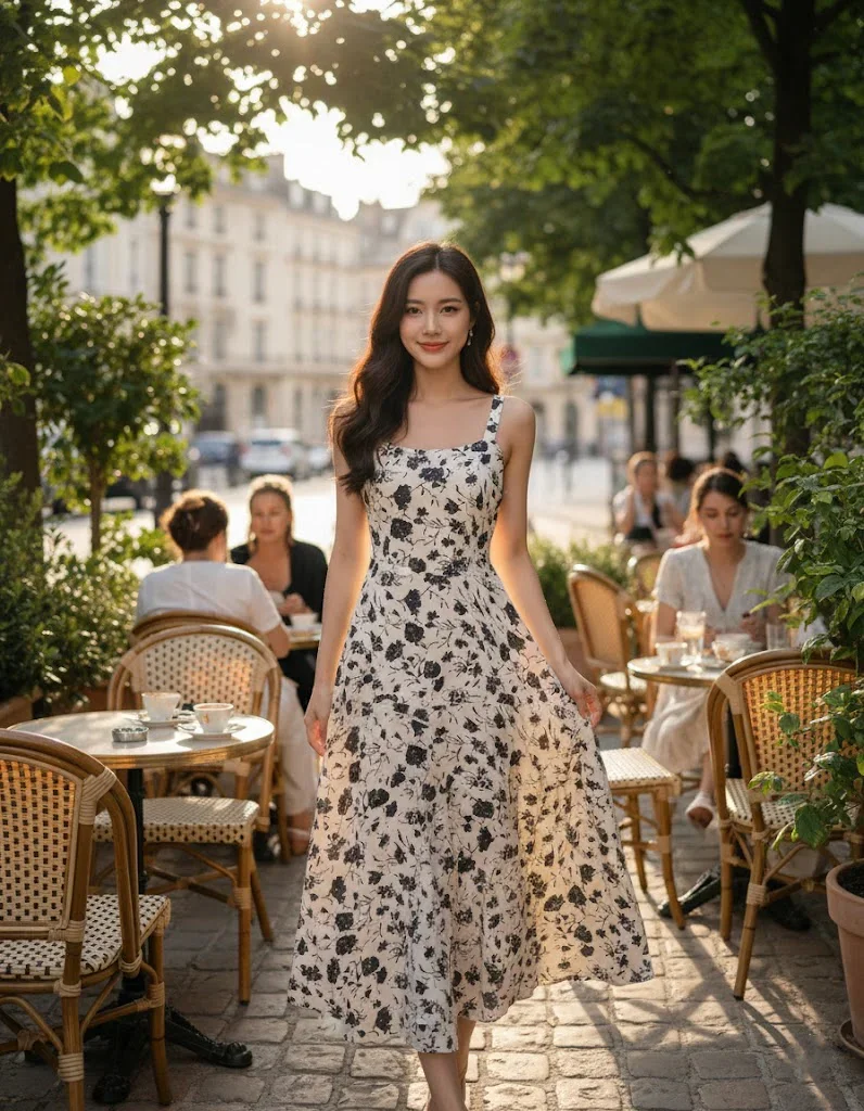 Ditsy Floral Fit & Flare Sleeveless Midi Dress - Image 4