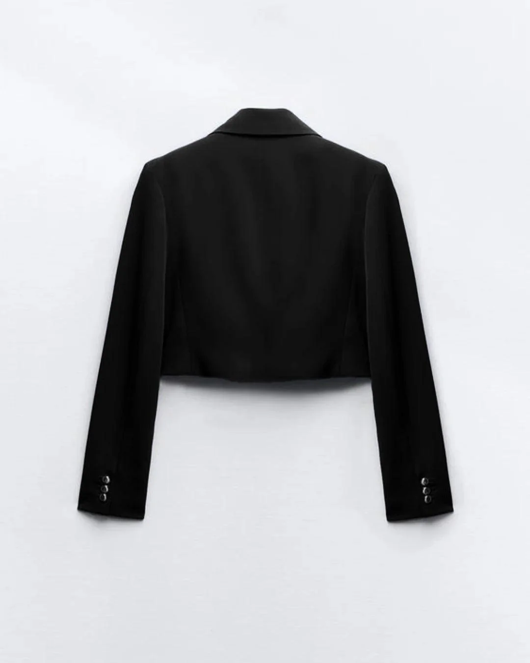 Double-Breasted Front Buttoned Blazer & Pleated Elegant Style Culottes In Black - Image 3
