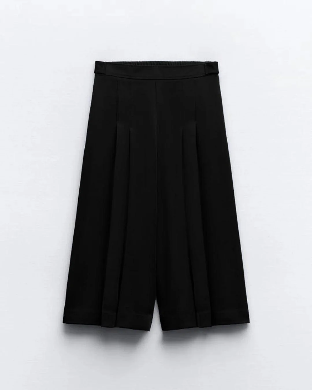 Double-Breasted Front Buttoned Blazer & Pleated Elegant Style Culottes In Black - Image 4