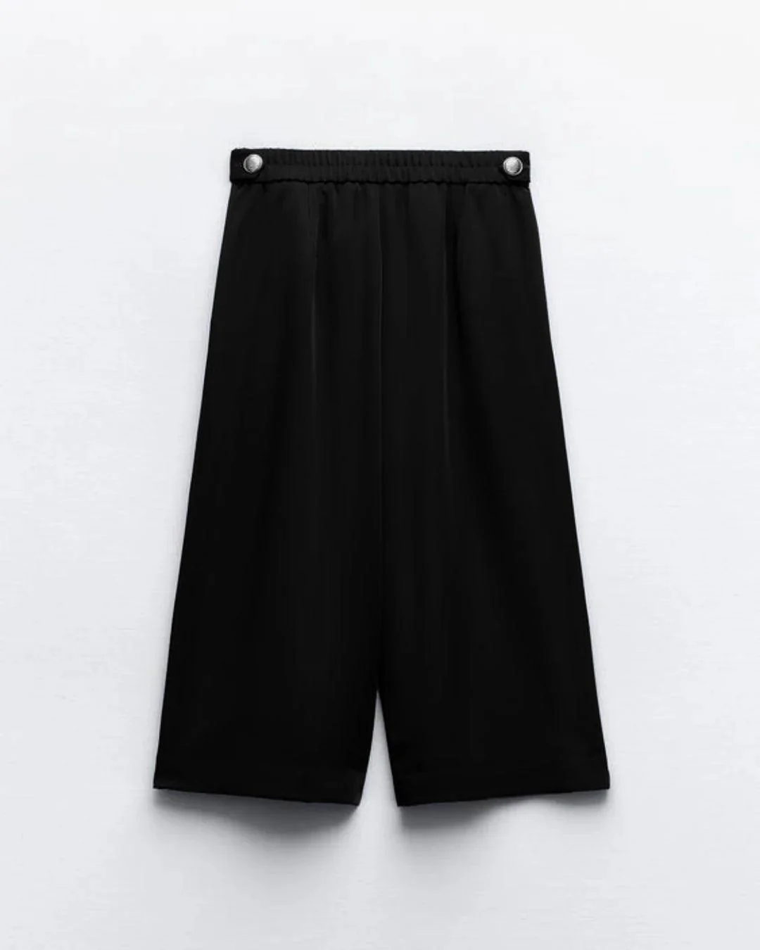 Double-Breasted Front Buttoned Blazer & Pleated Elegant Style Culottes In Black - Image 5