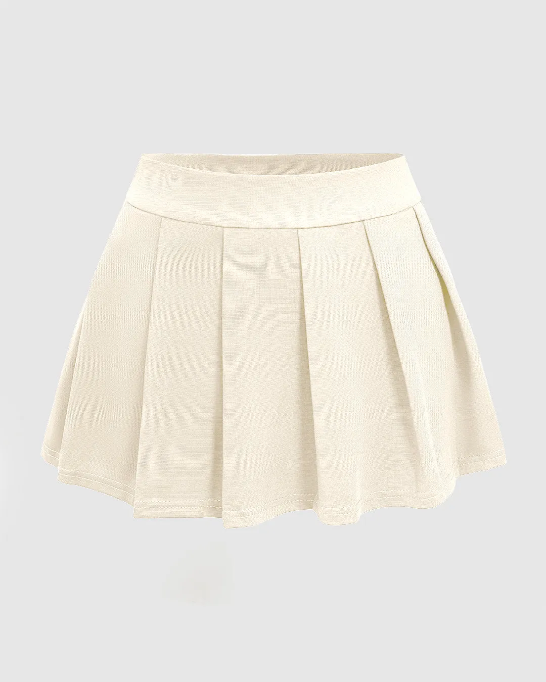 Double Breasted Sleeveless Vest and Pleated Skirt Set In Off-white - Image 4