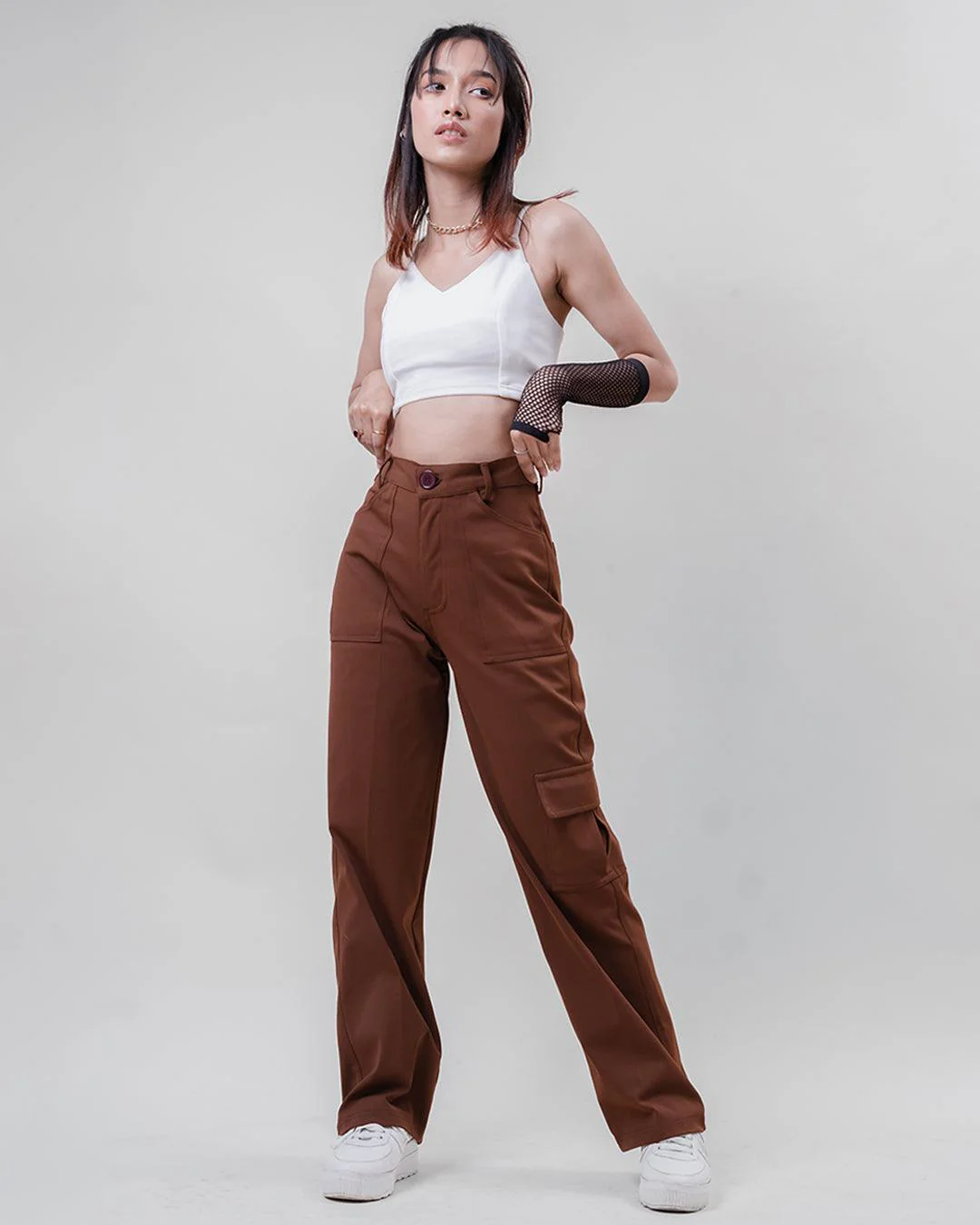 Double Pockets Trending Y2K Cargos In Brown - Image 4