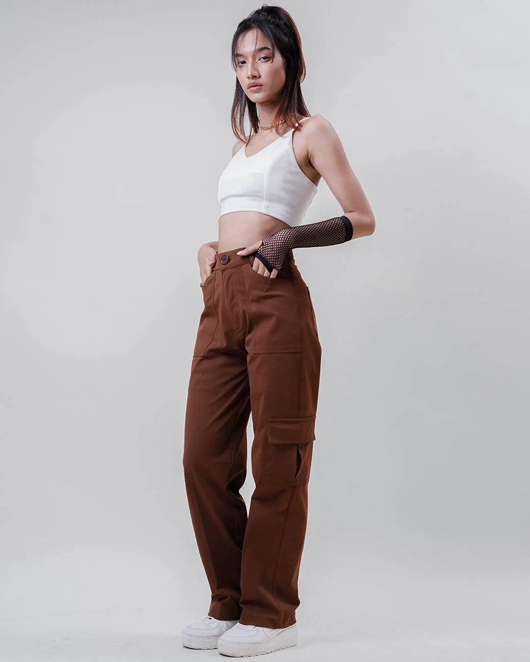 Double Pockets Trending Y2K Cargos In Brown - Image 5