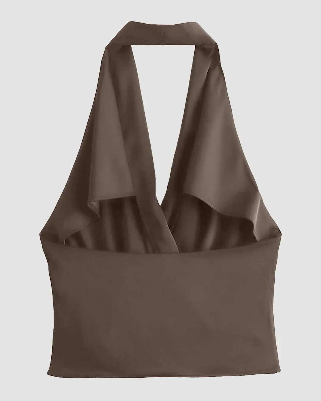 Draped Cowl Halter Neck Top in Coca - Image 3
