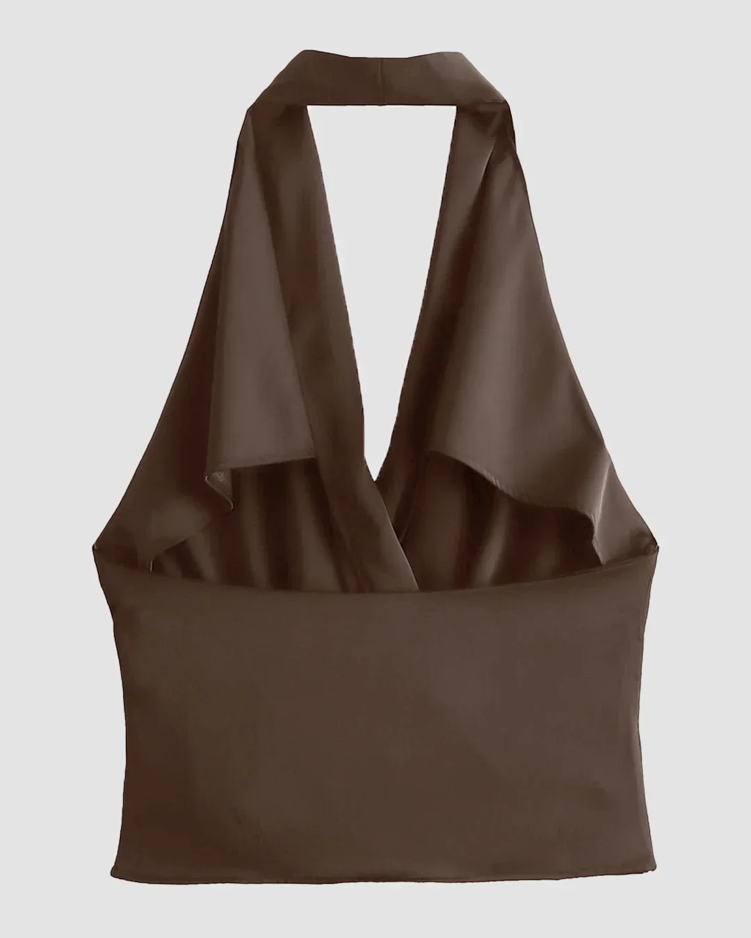 Draped Cowl Halter Neck Top in Xpresso - Image 2