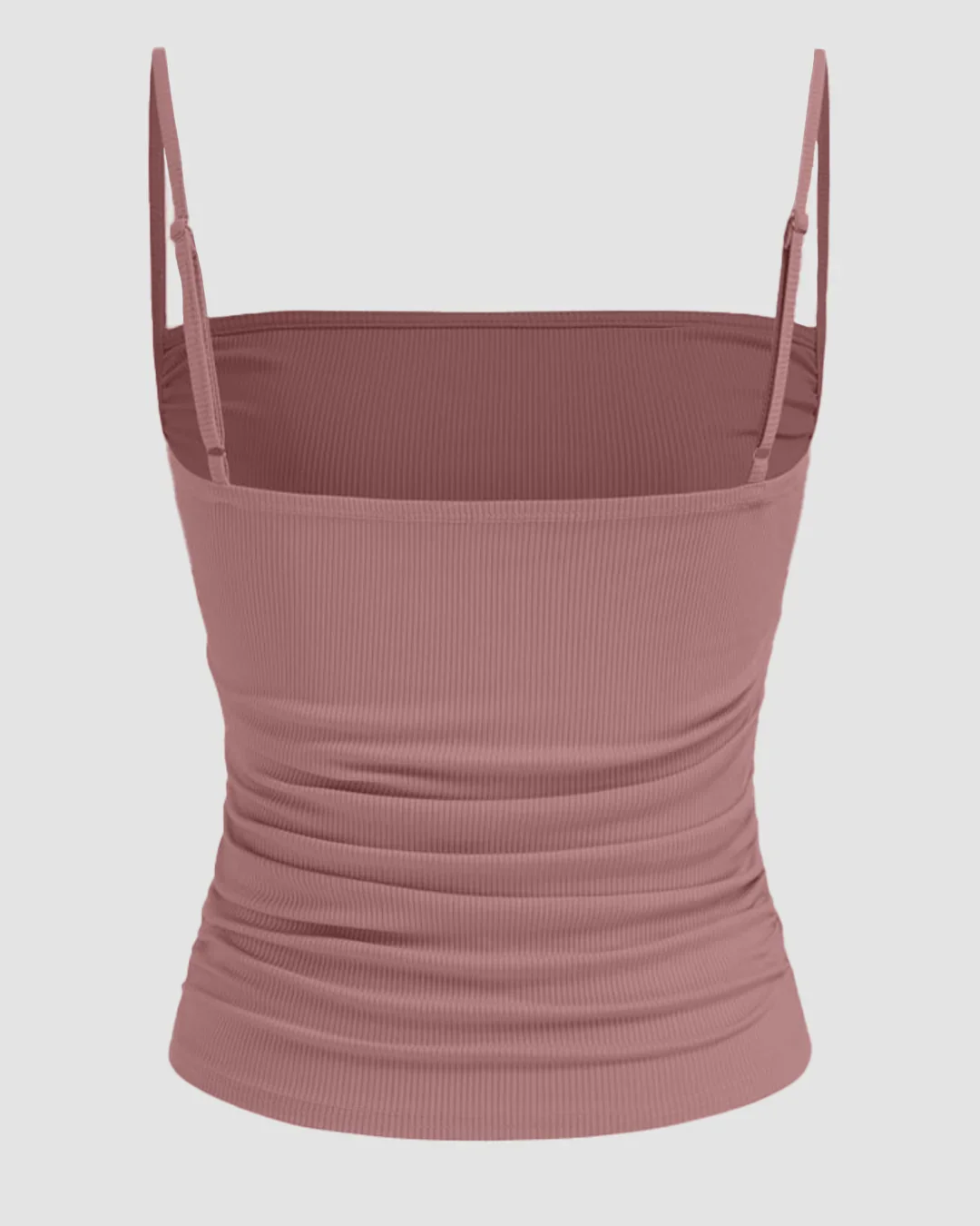 Dusty Pink Ruched Spaghetti Strap Sleeveless Top - Image 2