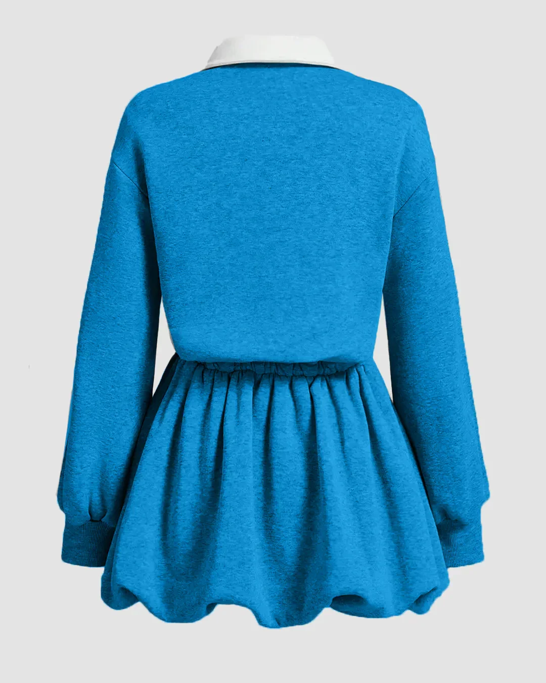 Eclectic Blue Sports Bud-Shaped Bubble Long-Sleeved Dress - Image 2