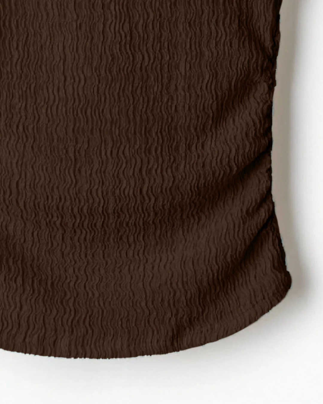Fitted Cap Sleeve Textured Tank Top in Coffee - Image 3