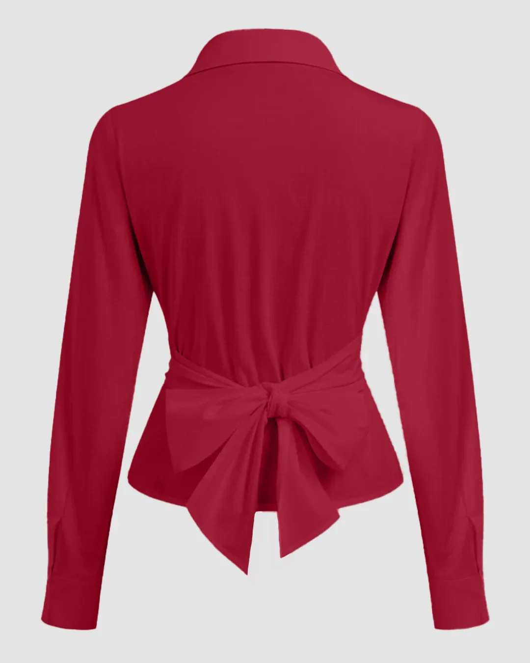 Fitted Collared Button Down Shirt in Cherry - Image 2