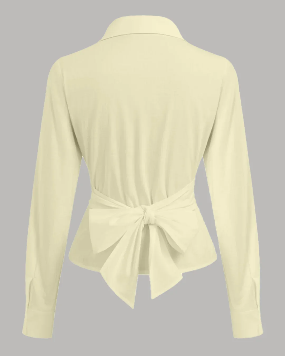 Casual Slim Fit Tie-Up Back Womens Button Down Shirt in Yellow - Image 2