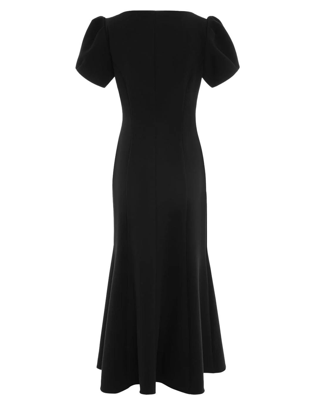 Black Midi Dress With Fitted Puff Sleeves - Image 4