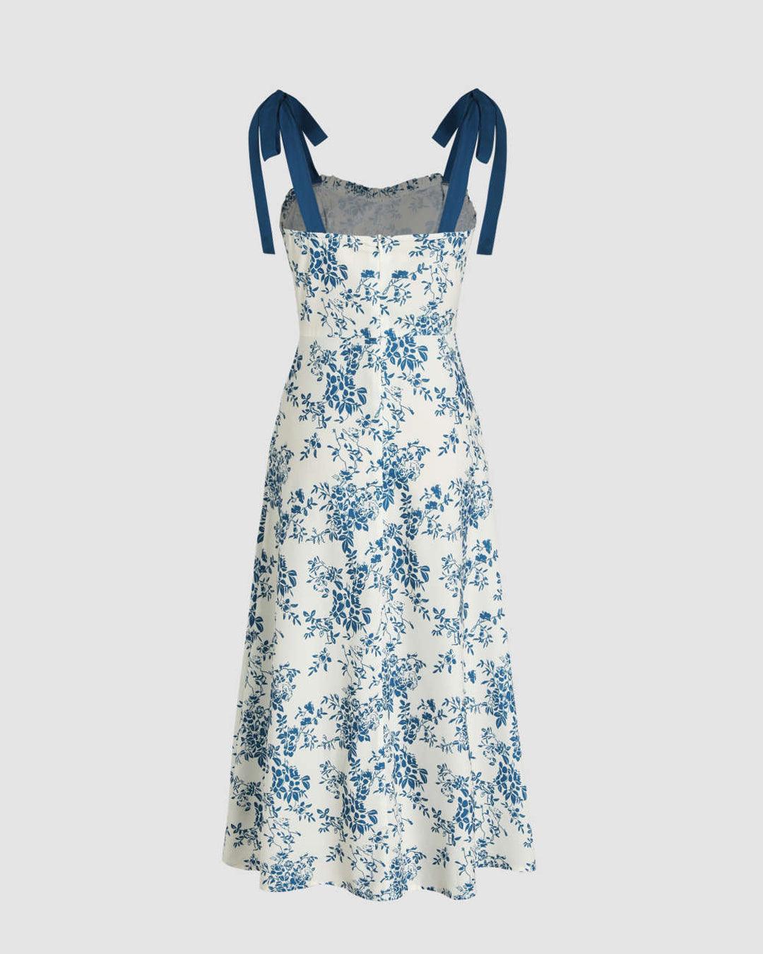 Floral Bodycon Midi Dress With Knotted Split - Image 3