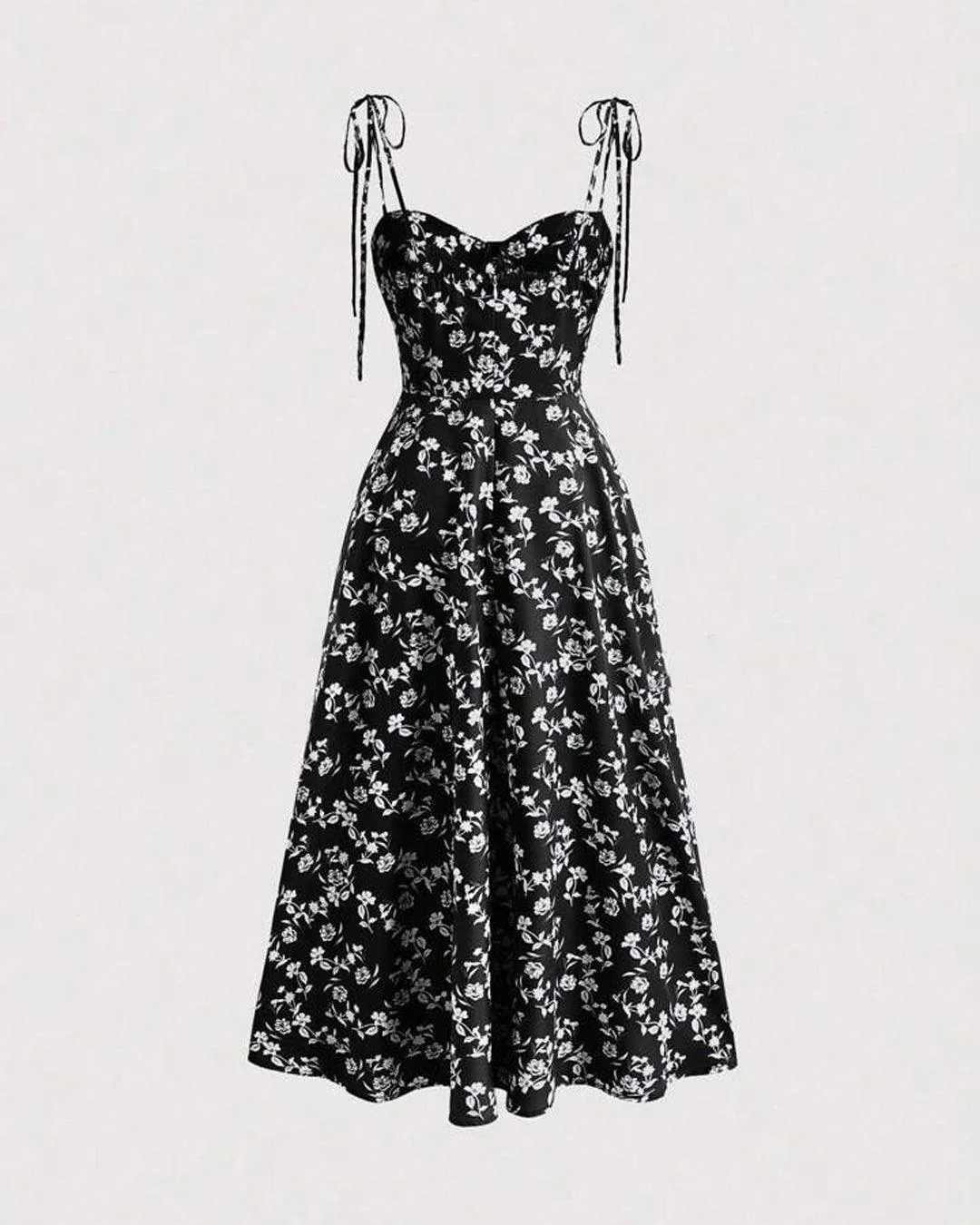 Floral Print Knotted Spaghetti Strap Cami Dress - Image 3