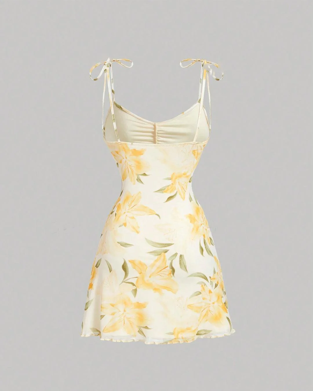 Casual Tie Strap Bodycon Floral Mini Dress - Image 4