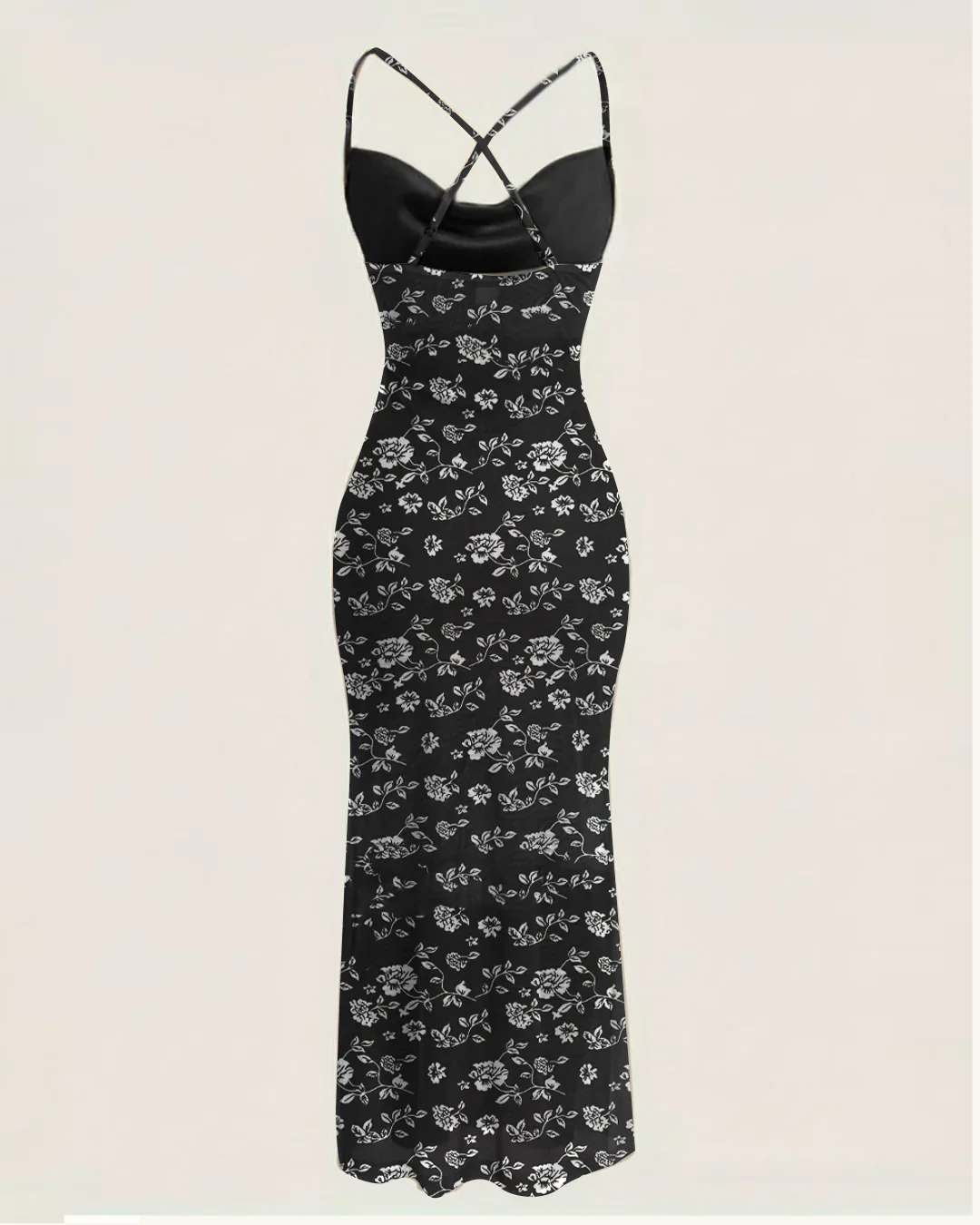 Floral Print Spaghetti Strap Bodycon Midi Dress - Image 2