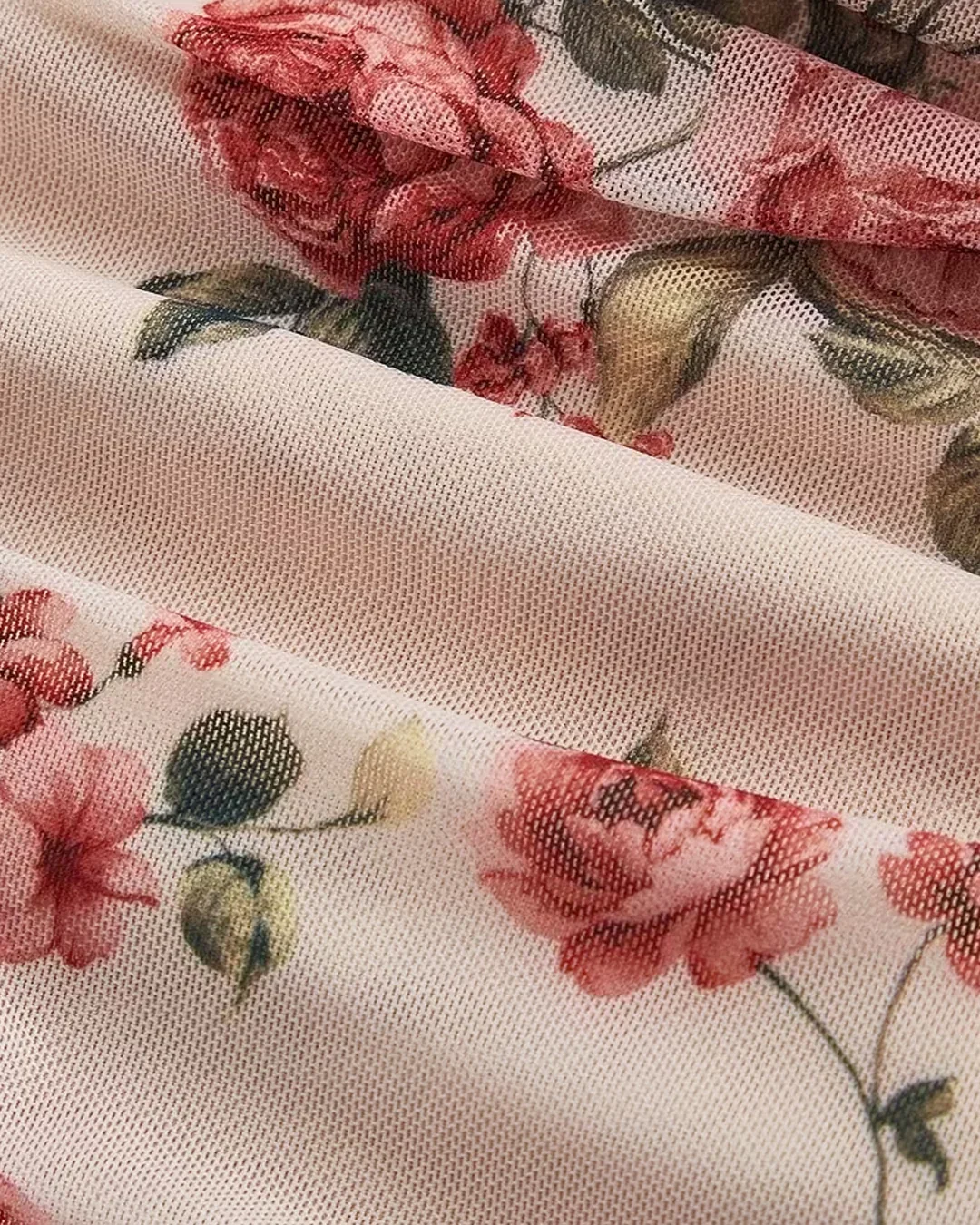 Floral Print Square Neck Stretchy Slim Fit Top - Image 4