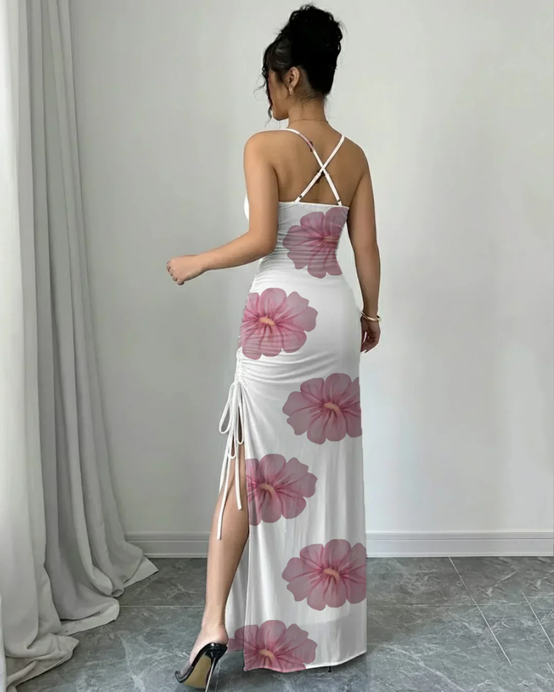 Floral Print Strapless Bodycon Maxi Dress - Image 2