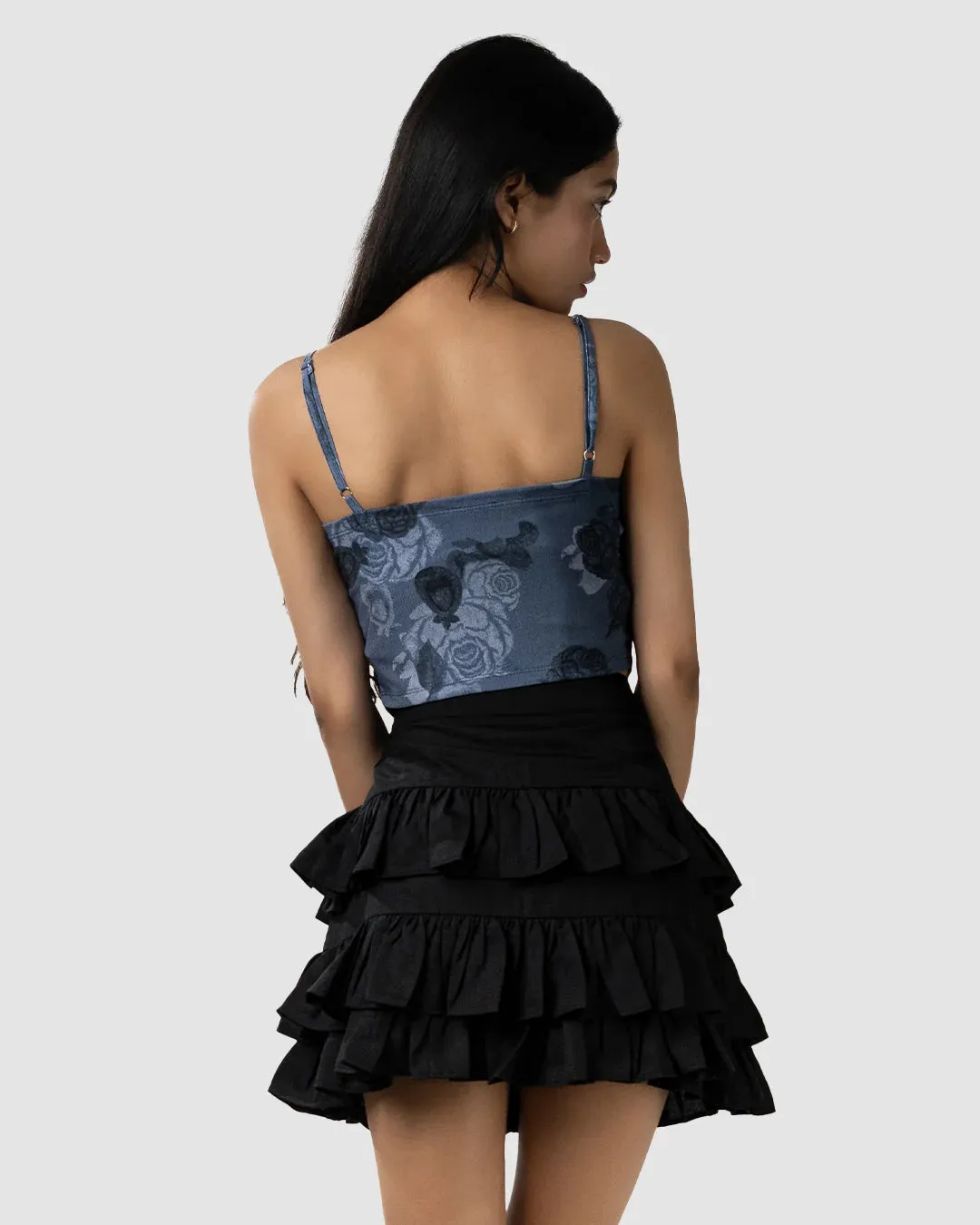 Floral Print Thin Straps Cropped Corset Top - Image 3