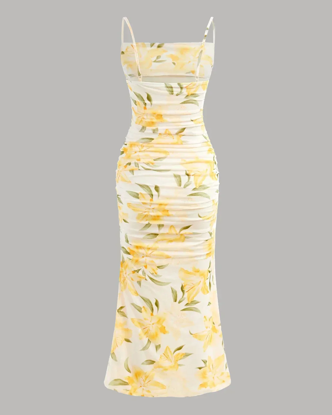 Floral Ruched Cami Bodycon Midi Dress - Image 2