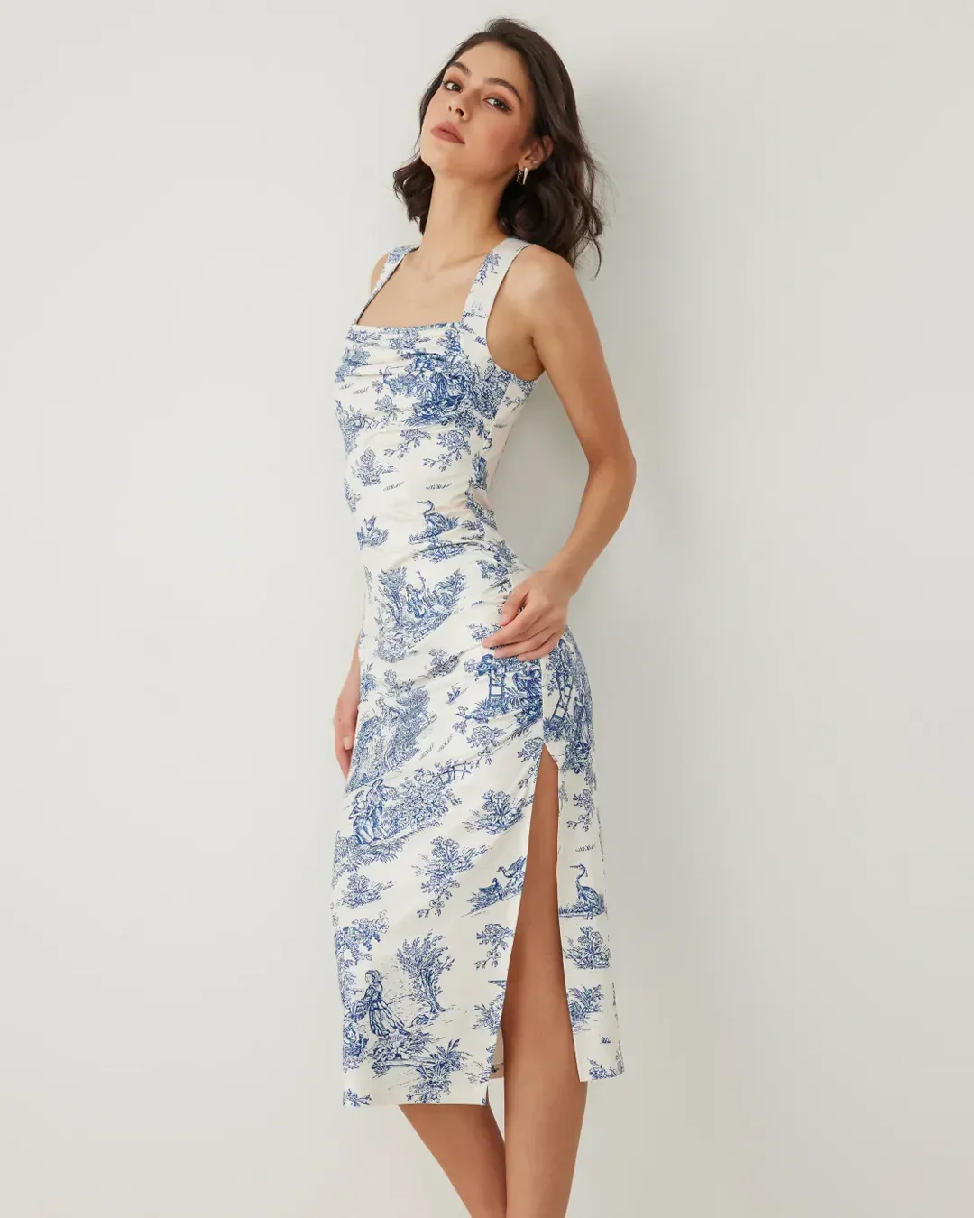 Floral Square Neck Sleeveless Midi Dress - Image 2