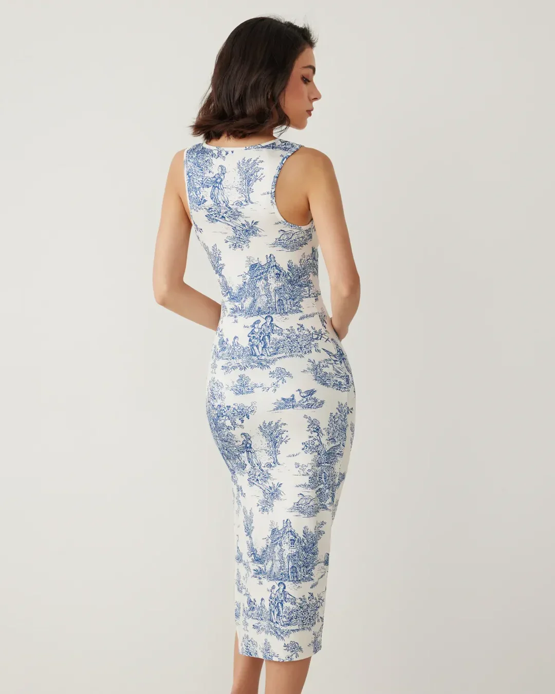 Floral Square Neck Sleeveless Midi Dress - Image 3