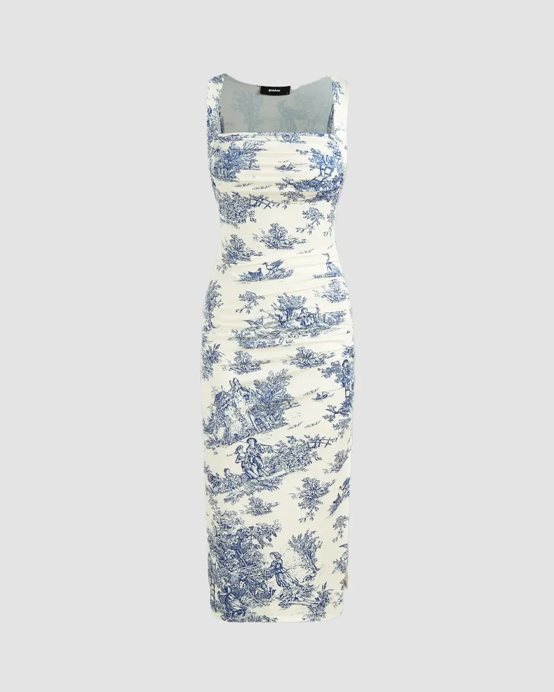 Floral Square Neck Sleeveless Midi Dress - Image 4