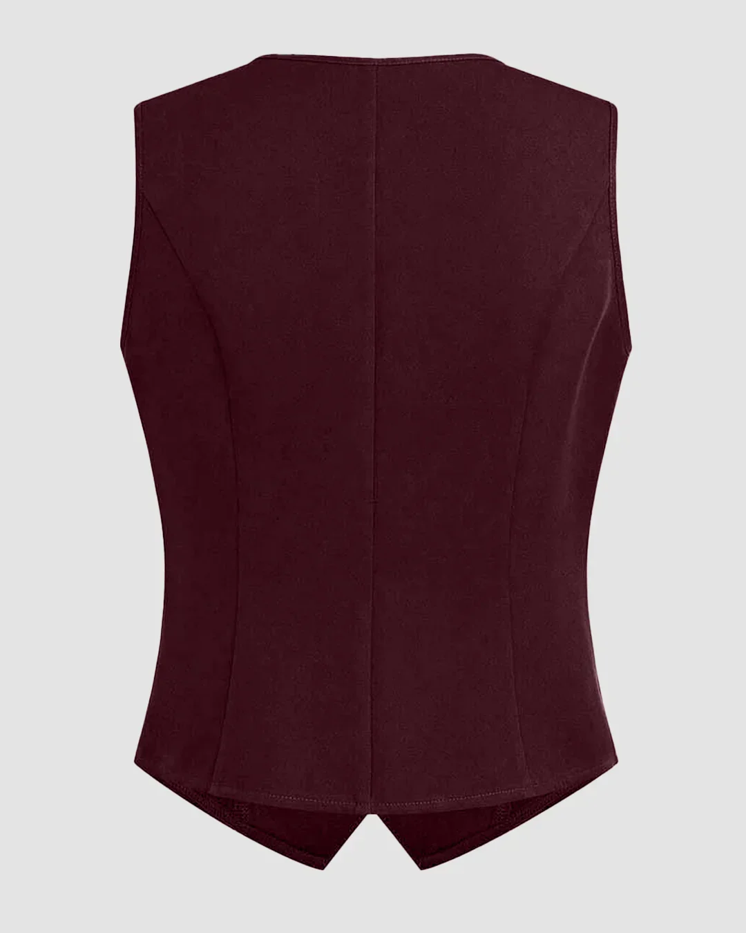 Front Button Sleeveless Faux Pocket Simple Casual Vest in Dark Maroon - Image 2