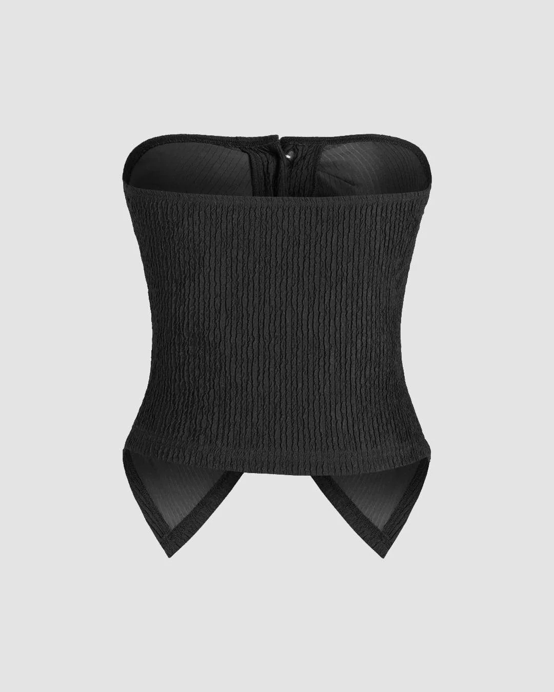 Front Button Tube Top & Wide Leg Pant In Black - Image 4