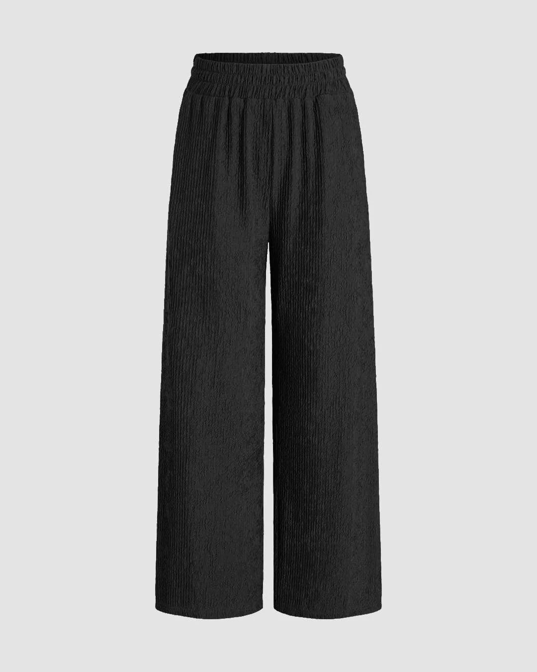 Front Button Tube Top & Wide Leg Pant In Black - Image 6