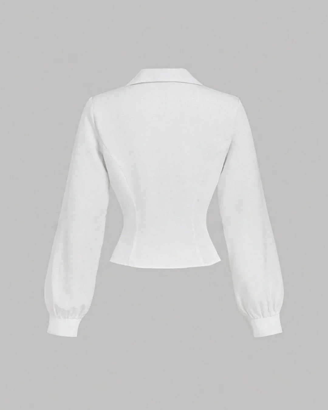 Front Pleated Fitted Long Sleeve White Shirt - Image 2