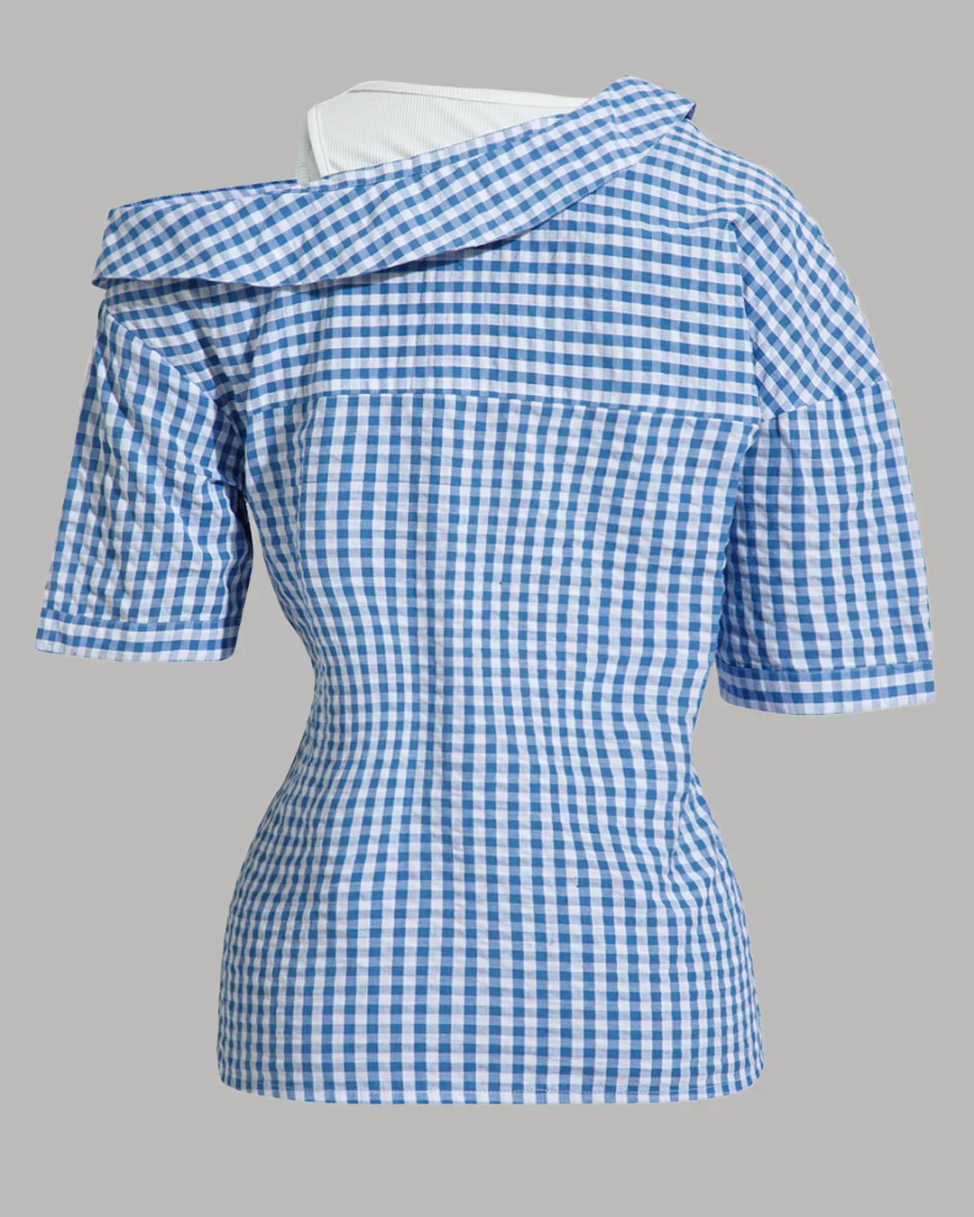 Gingham Checkered Short Sleeve Button Down Shirt - Image 2