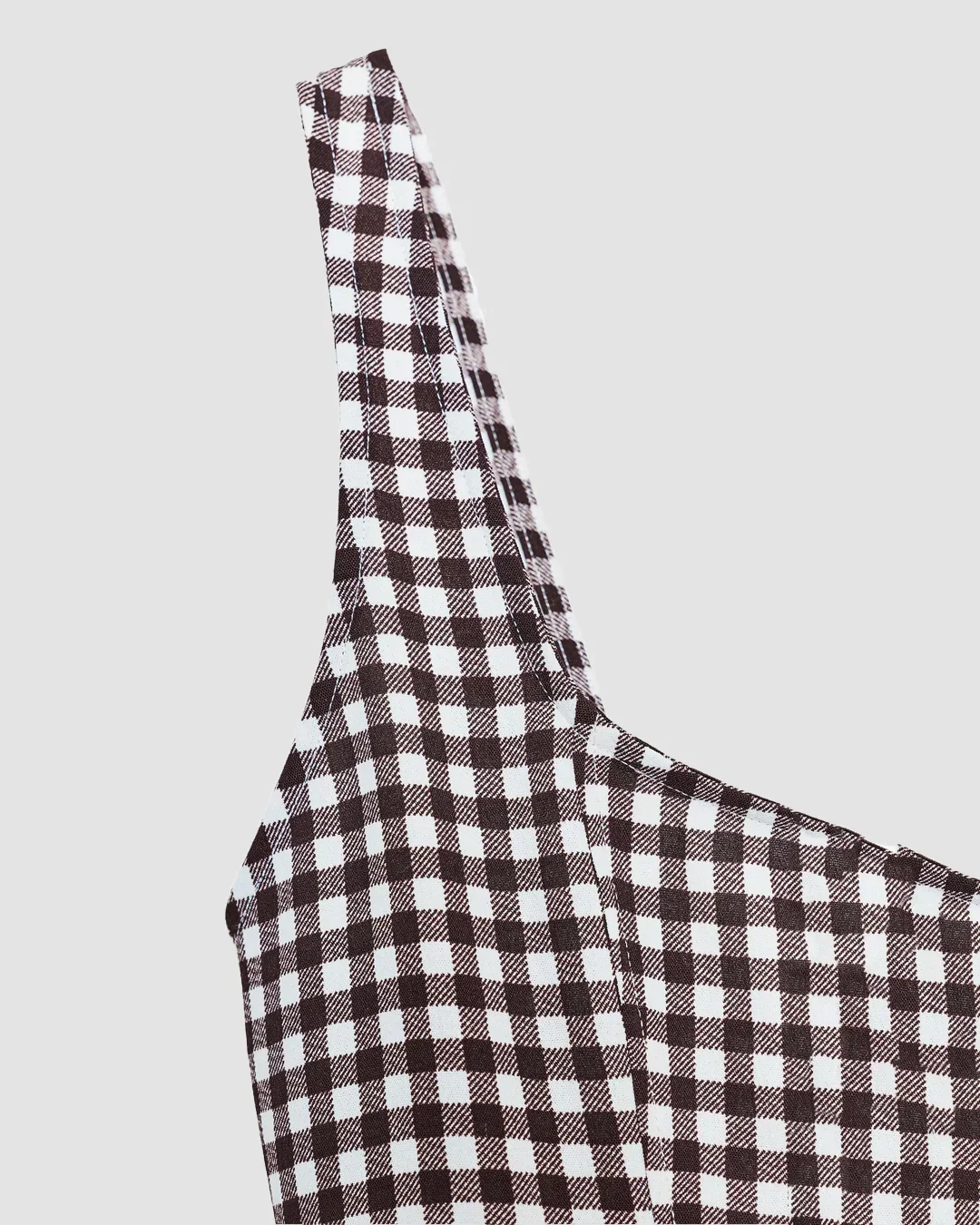 Gingham Square Neck Sleeveless Midi Dress - Image 4
