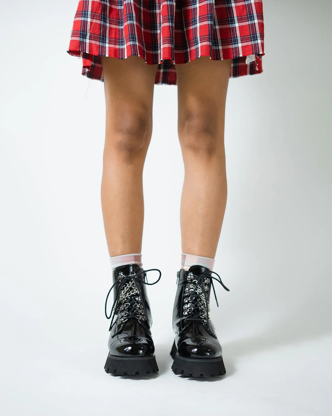 Gothic Moodboard Aesthetic Chain Detail Chunky Boot - Image 3
