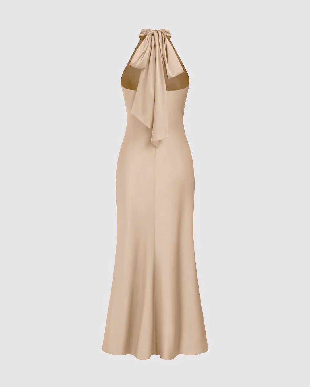 Halter-Neck A-Line Dress In Peach - Image 2