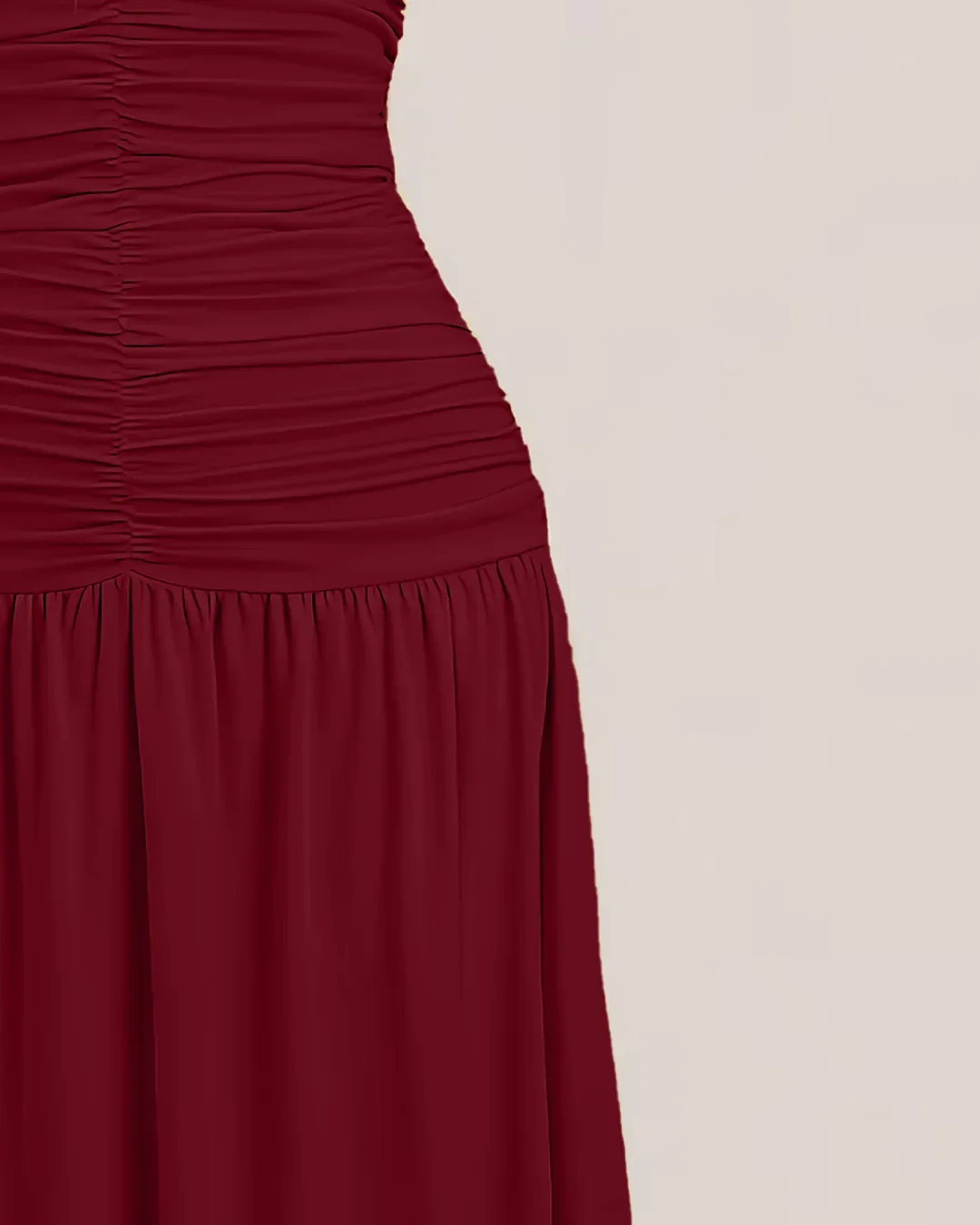 Halter Neck Backless Flared Maxi Dress in Maroon - Image 3