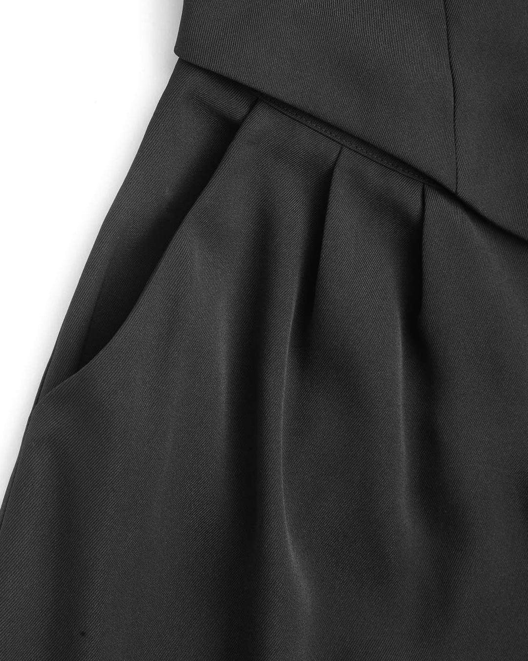 Halter Neck Front  Button And Wide Leg Trouser Jumpsuit In Black - Image 5