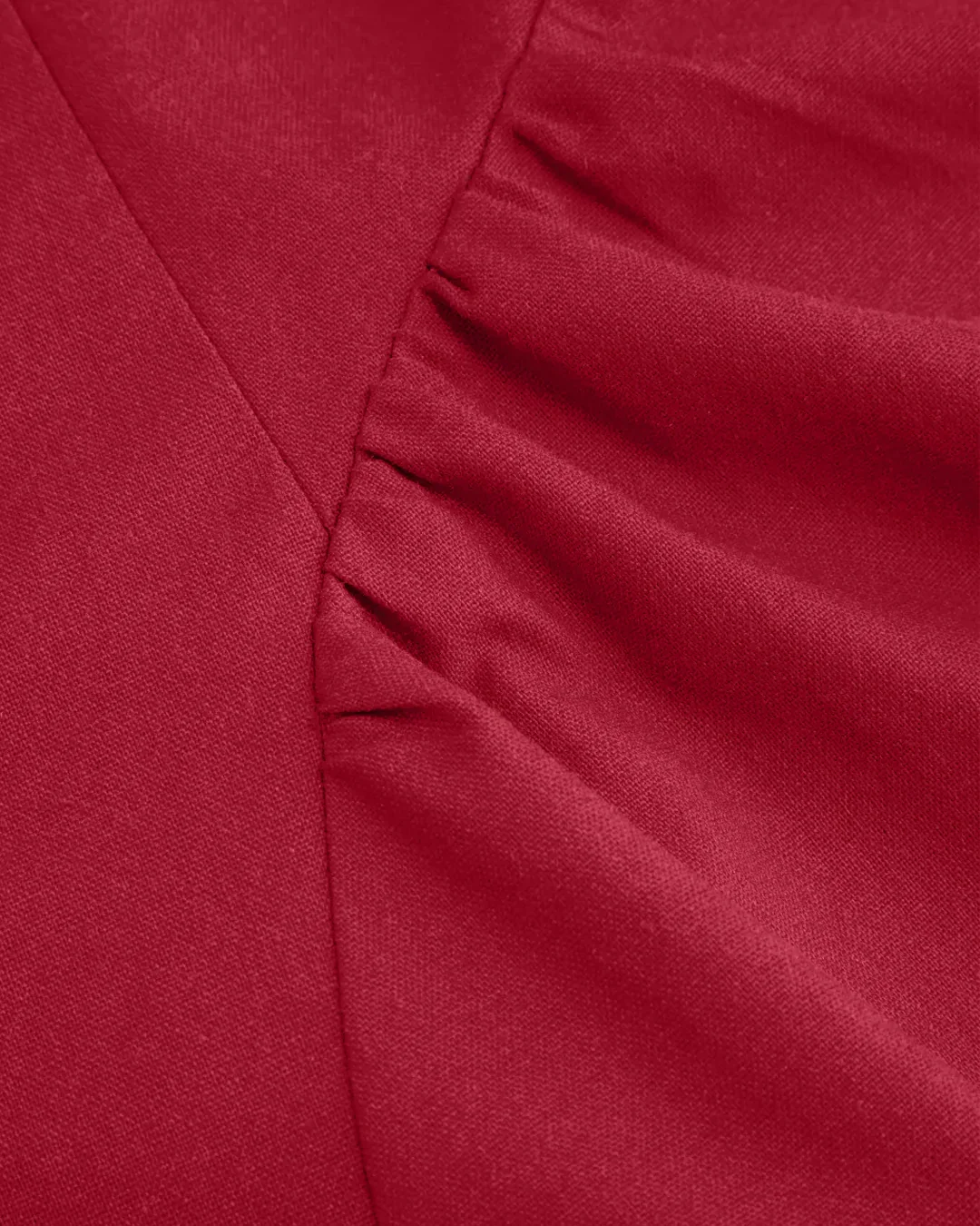 Halter Neck Pleated A-Line Midi Dress in Cherry - Image 4