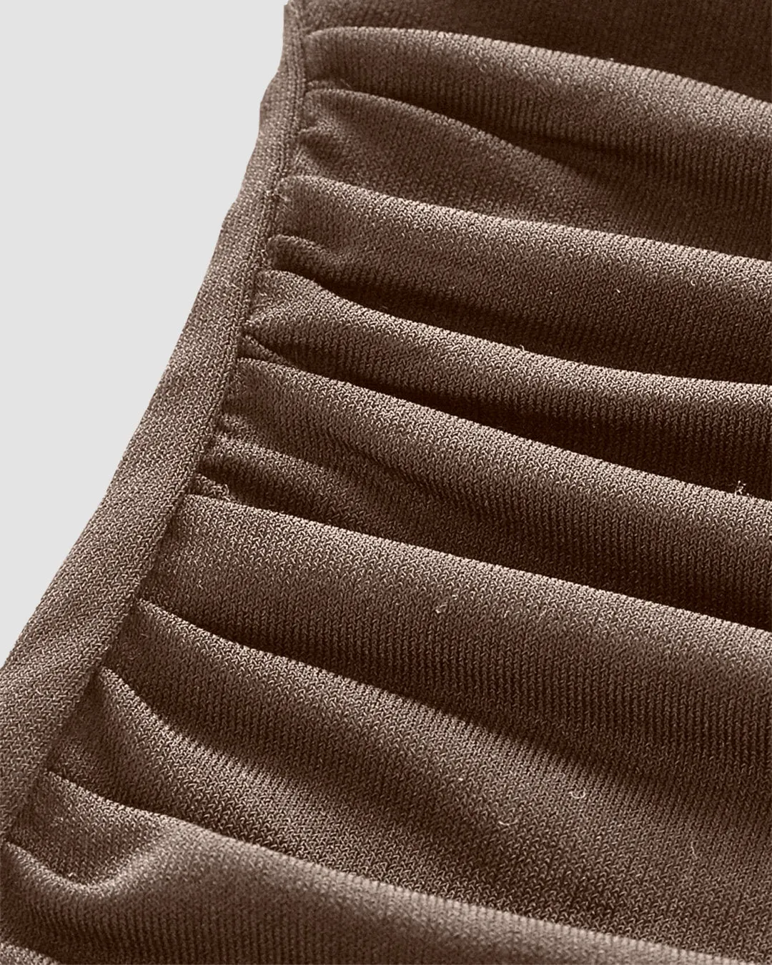 Halter Neck Ruched Crop Top In Chocolate Brown - Image 3