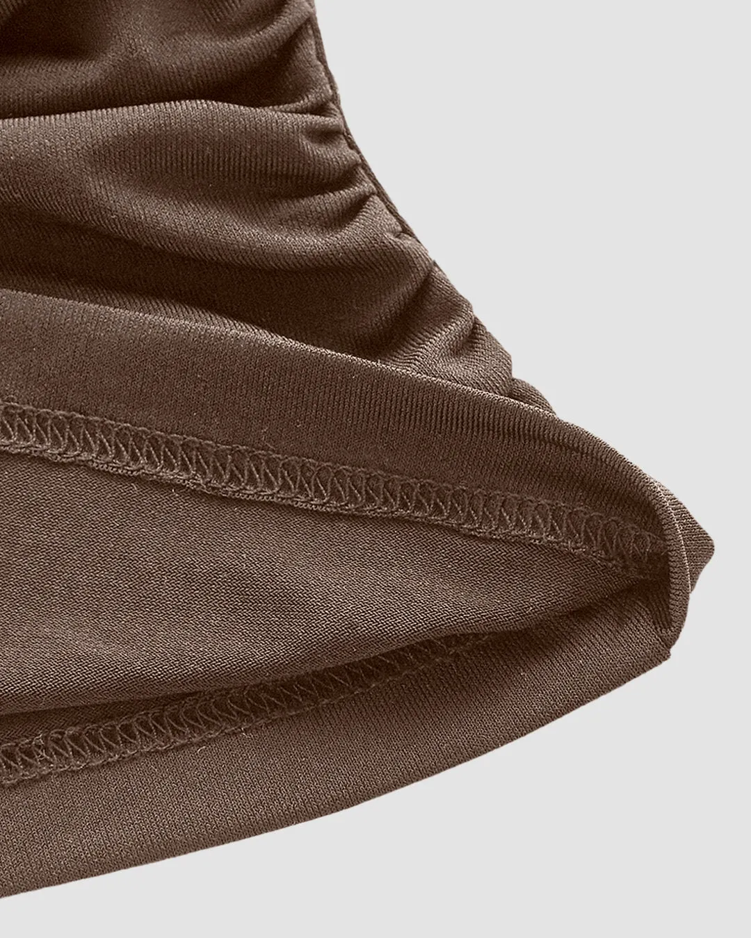 Halter Neck Ruched Crop Top In Chocolate Brown - Image 4
