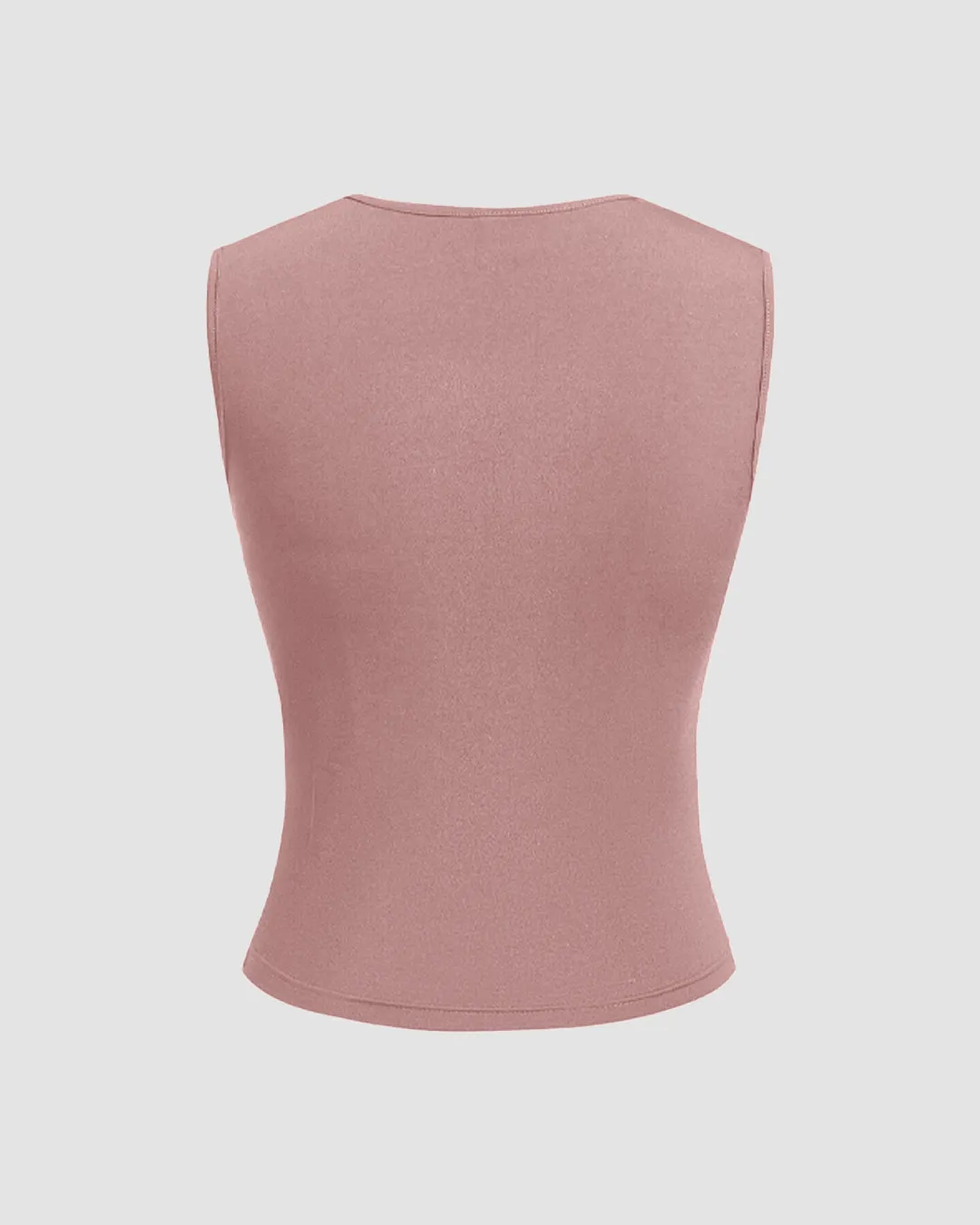 Halter Neck Ruched Crop Top In Rose Pink - Image 2