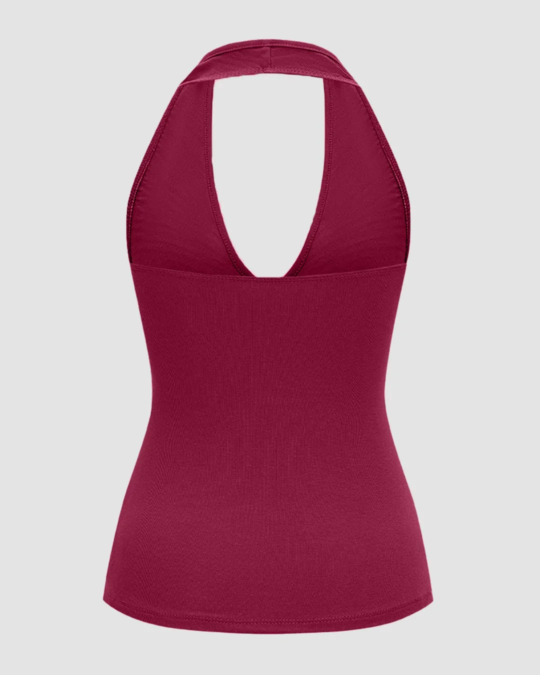 Halter Neck Ruched Top for Women in Ruby - Image 2