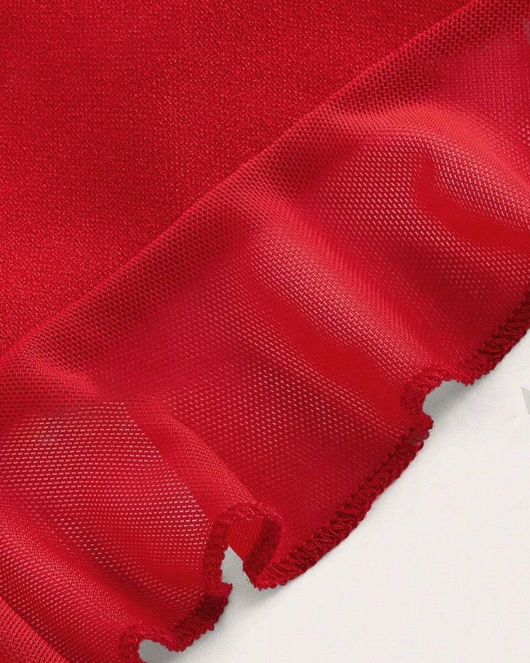 Halter Neck Ruffle Red Mini Dress - Image 4