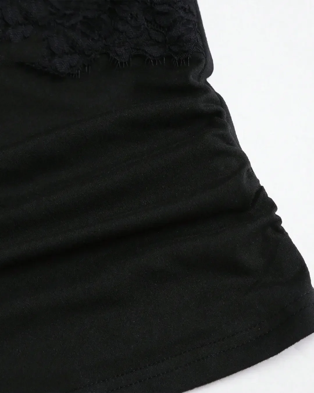 Halter Neck Slim Fit Straight Hem Contrast Lace Backless Sleeveless Top in Black - Image 3