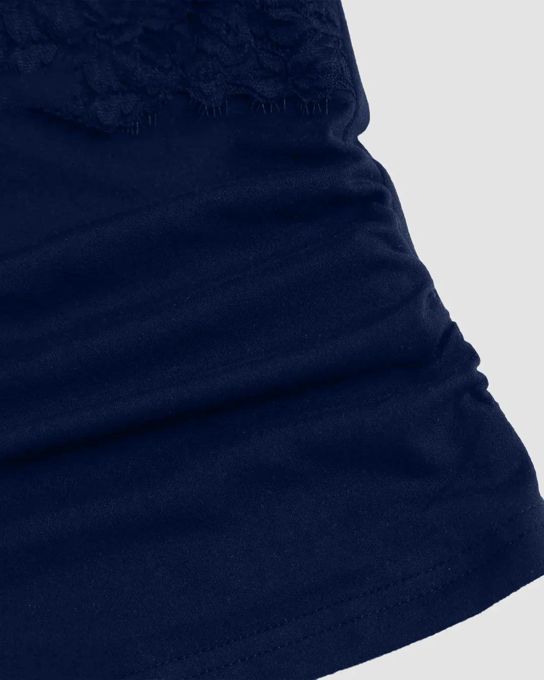 Halter Neck Slim Fit Straight Hem Contrast Lace Backless Sleeveless Top in Navy Blue - Image 3