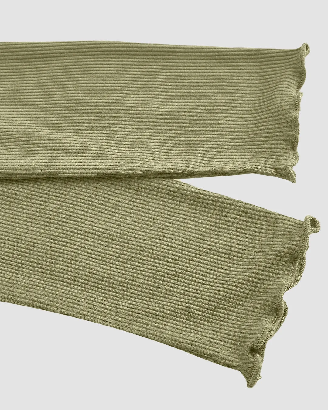 Halter Neck Straight Hem Full Sleeve 2-In-1 Crop Top in Sage - Image 3
