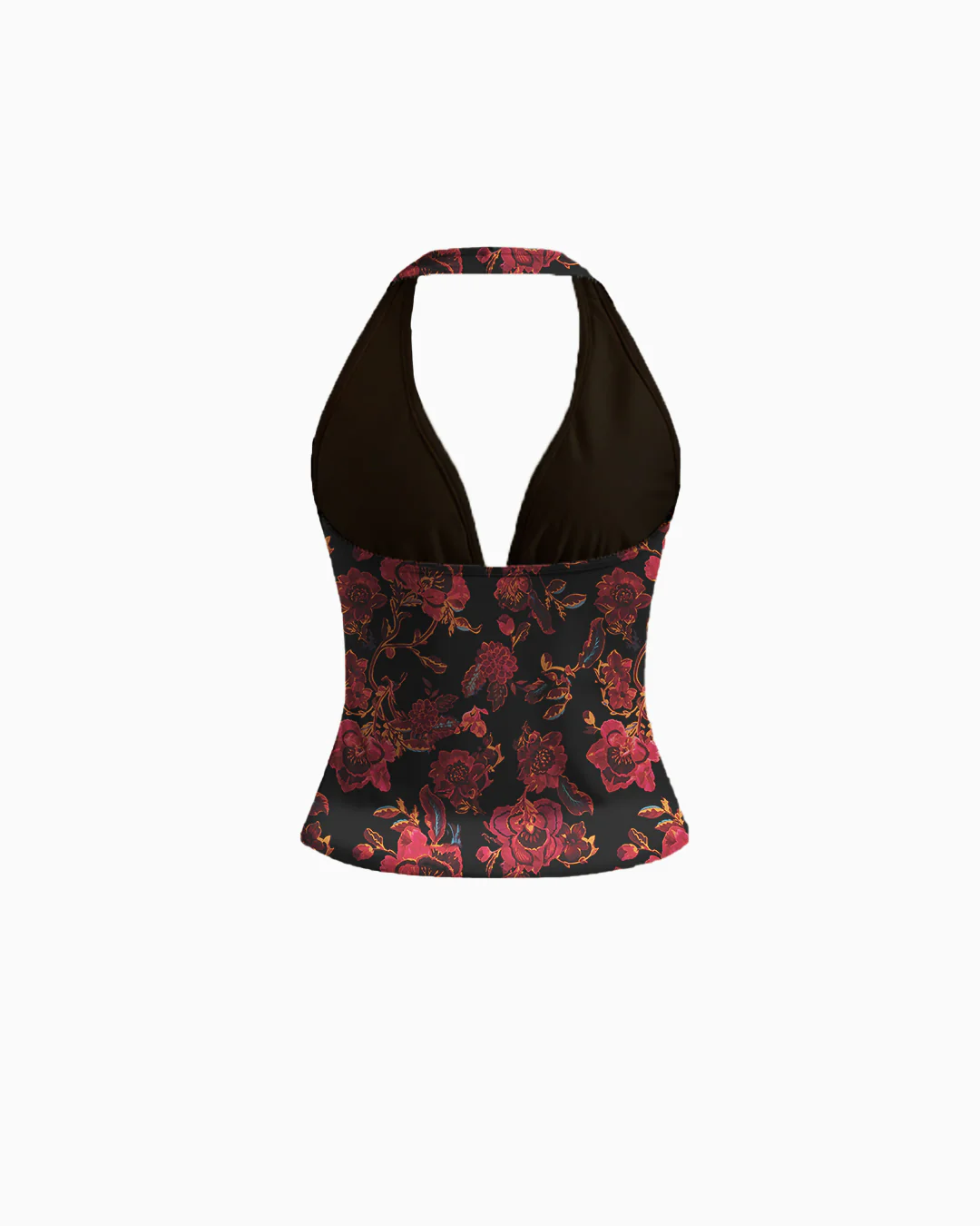 Halter Neckline Floral Knotted Tank Top - Image 3